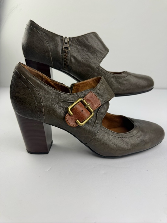 Clarks Shoes - Clarks Indigo Womens 9.5 Town Club Mary Jane Block Heel Olive Green Leather